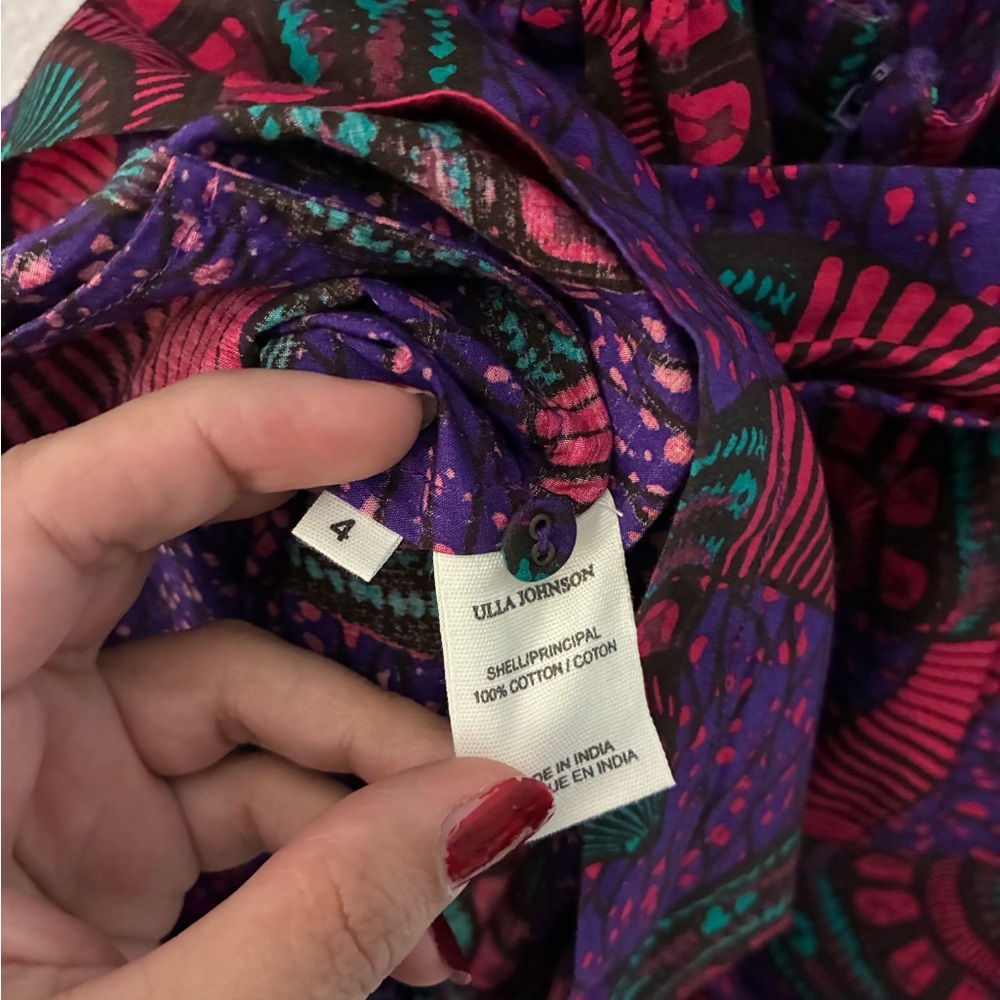 Ulla Johnson Purple and Pink Patterned Dress - image 6